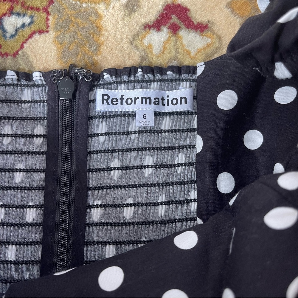 Reformation Black and White Polka Dot Mini Dress - Picture 12 of 12